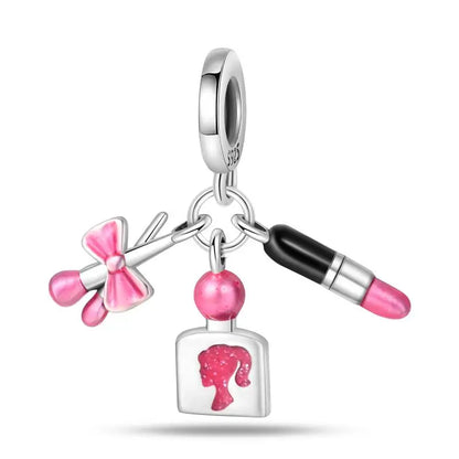 Charm princesa ángel rosa plata 925 – Abalorio de cumpleaños para pulsera tipo Pandora mujer