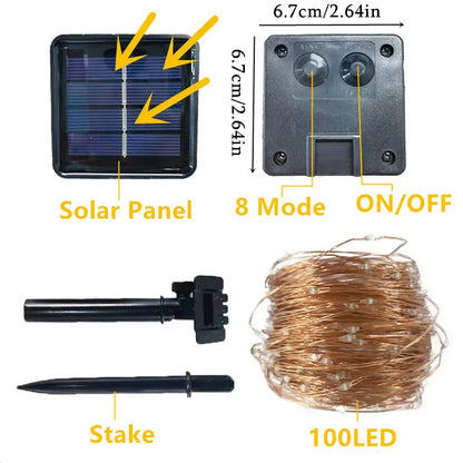 Guirnalda Solar LED Exterior Impermeable – 50/100/200/300 Luces para Jardín, Navidad y Fiestas