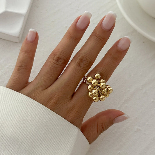 Anillo Unisex Punk Hip Hop 2024 – Diseño Abierto de Bola Metálica CCB, Joyería Minimalista para Hombre y Mujer