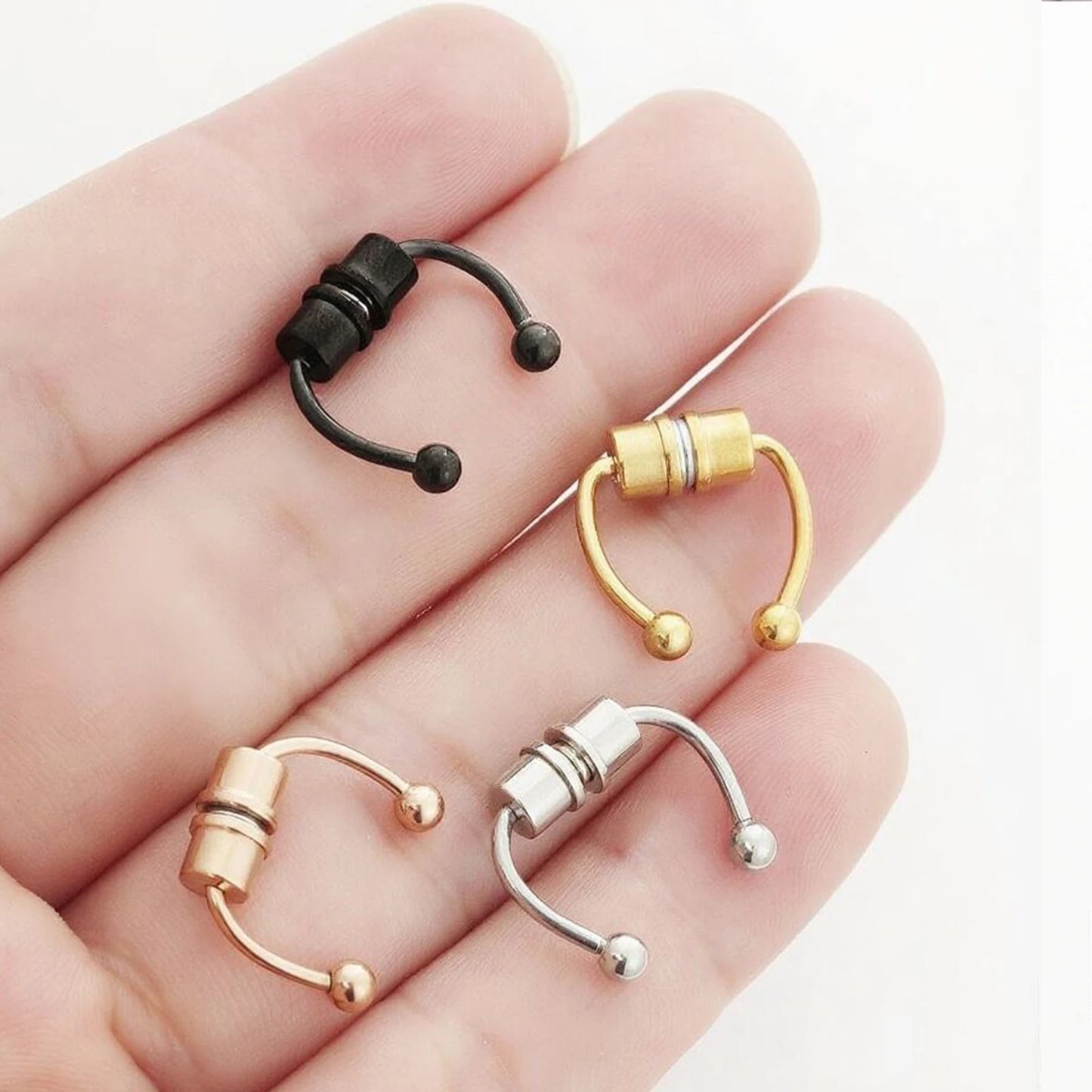 2Pcs or 5Pcs Magnet Nose Ring Stainless Steel Horseshoe Ring Nose Clip Non-pierced Nose Hoop Magnetic Nose Nail piercing nariz