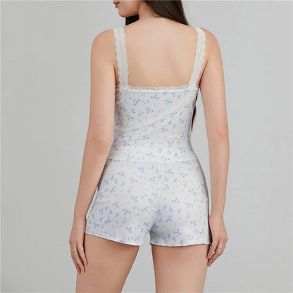 Pijama Mujer Sexy 2 Piezas | Conjunto Top Sin Mangas + Shorts con Encaje