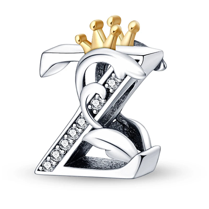 Charm letras alfabeto inglés de plata 925 – Colgante inicial A-Z para pulsera tipo Pandora, joyería DIY personalizada