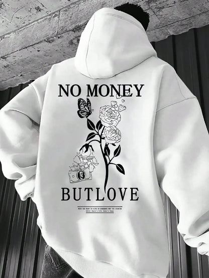 Hoodie Floral Pareja – Sudadera con Capucha Hombre Oversize, Estampado de Letras para Primavera y Otoño
