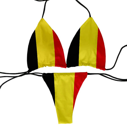 Bikini Divertido Mujer | Estampado Bandera 2 Piezas Playa y Piscina