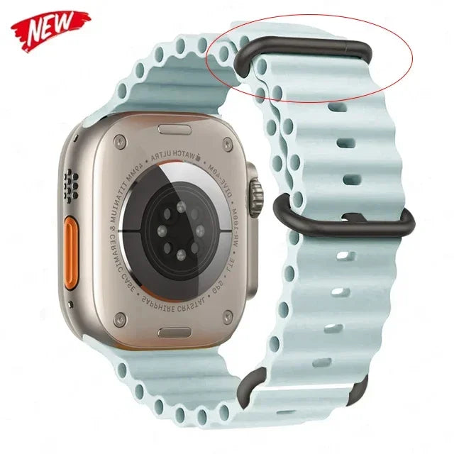 Correa Ocean Band Compatible con Apple Watch | Pulsera Deportiva Ajustable 49mm 45mm 44mm 41mm 40mm Series SE 3 6 7 8 9 10 Ultra