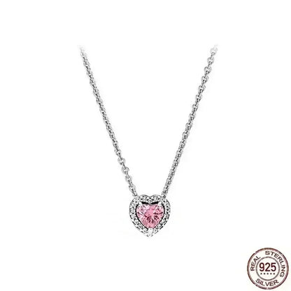 Collar colgante corazón redondo plata 925 – Dije clásico brillante compatible Pandora