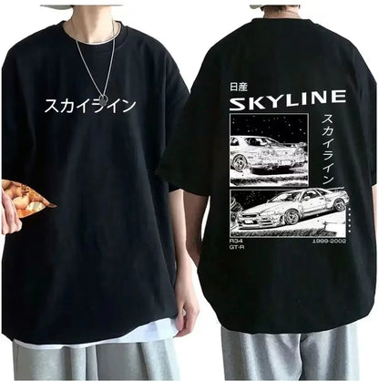 Camiseta Oversize JDM Unisex | T-Shirt Drift Japan Anime AE86 Skyline R34 Initial D Algodón Casual