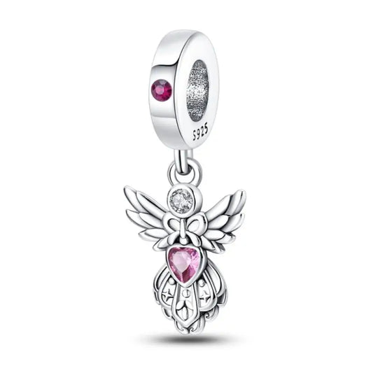 Charm Espejo Mágico Princesa Ángel Rosa en Plata 925 – Beads Compatibles Pandora Mujer Joyería DIY