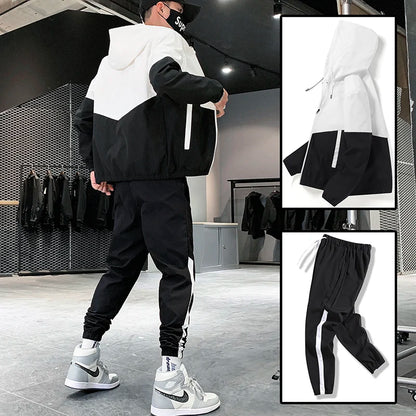 Chándal Hombre 2025 | Conjunto Deportivo 2 Piezas Sudadera con Capucha y Joggers Hip Hop Running