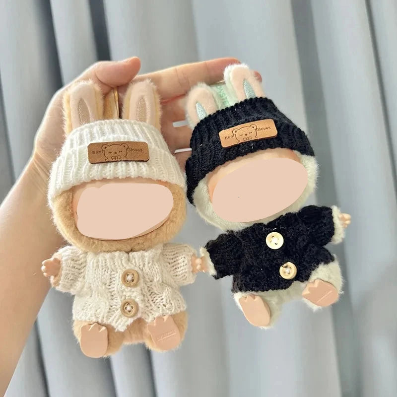 Accesorios Muñeca Conejito – Ropa Tejida con Gorro Orejas de Conejo y Suéter de Corazón para Juguetes y Coleccionistas