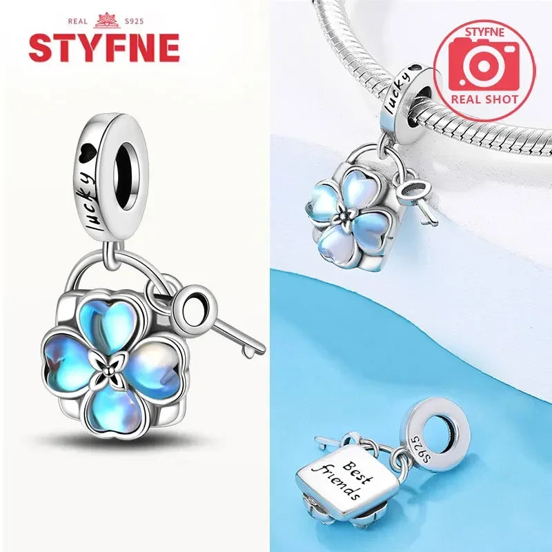 Charm Trébol de Cuatro Hojas en Plata 925 – Abalorios Suerte para Pulseras Originales Mujer