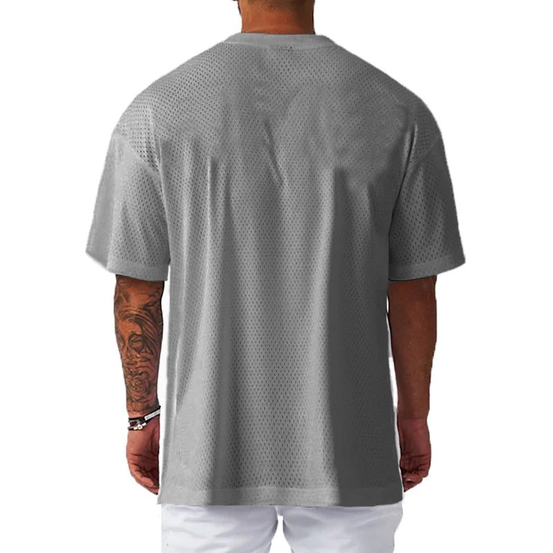 Camiseta Deportiva Oversized Hombre | Casual Gimnasio Fitness Verano | Malla Transpirable Secado Rápido