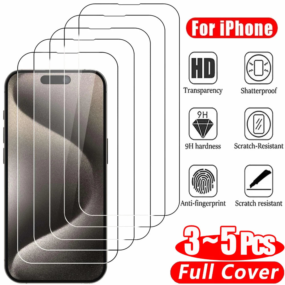 Protector de Pantalla de Vidrio Templado Transparente para iPhone 11 / 12 / 13 / 14 / 15 / 16 Series | iPhone Pro, Pro Max, Plus y Mini