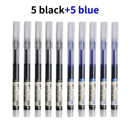 10Pcs High Quality Needle Type Gel Pen Straight Liquid Ballpoint Pens Perfect Kawaii Stationery for School/Office Writing Supply