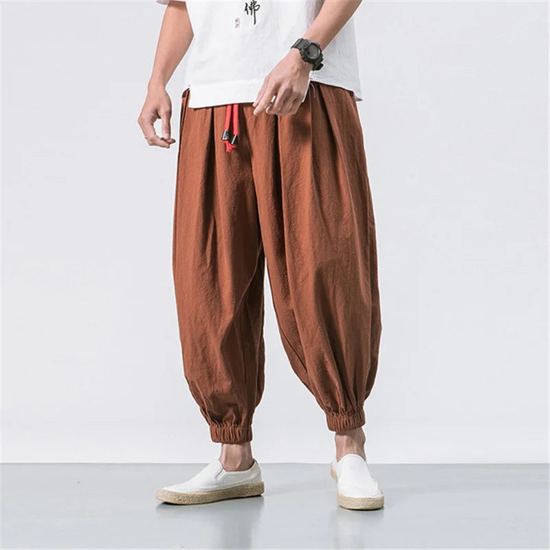 Pantalones Harem Hombre 2025 | Lino Suelto Oversize Estilo Chino Casual