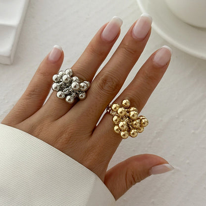 Anillo Unisex Punk Hip Hop 2024 – Diseño Abierto de Bola Metálica CCB, Joyería Minimalista para Hombre y Mujer