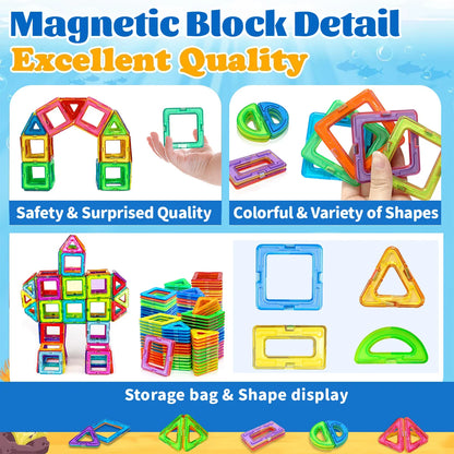 Bloques de Construcción Magnéticos STEM | Juguetes Educativos de Imanes para Niños