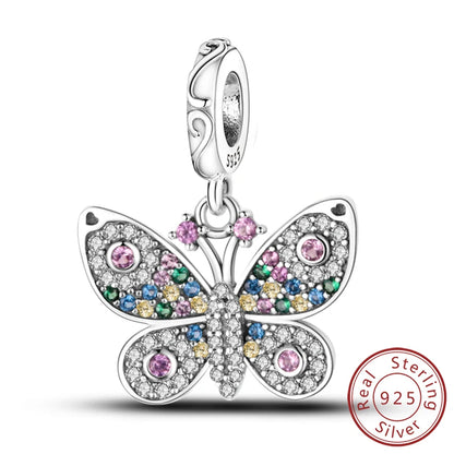 Charm de Plata 925 Luciérnaga y Mariposa Luminoso – Abalorio Brillante para Pulseras Originales