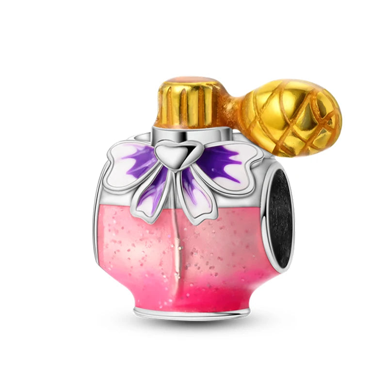 S925 Silver Color Butterfly Daisy Rose Crown Perfume Charms Beads Fit Pan Original Bracelets DIY Fine Jewelry Making Gifts