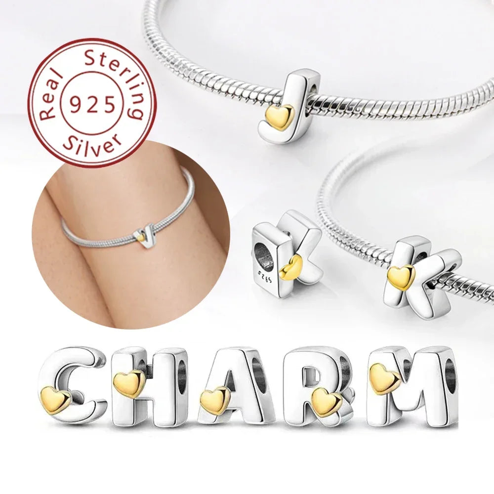 Charm letras A-Z plata 925 – Abalorios alfabeto para pulsera tipo Pandora mujer