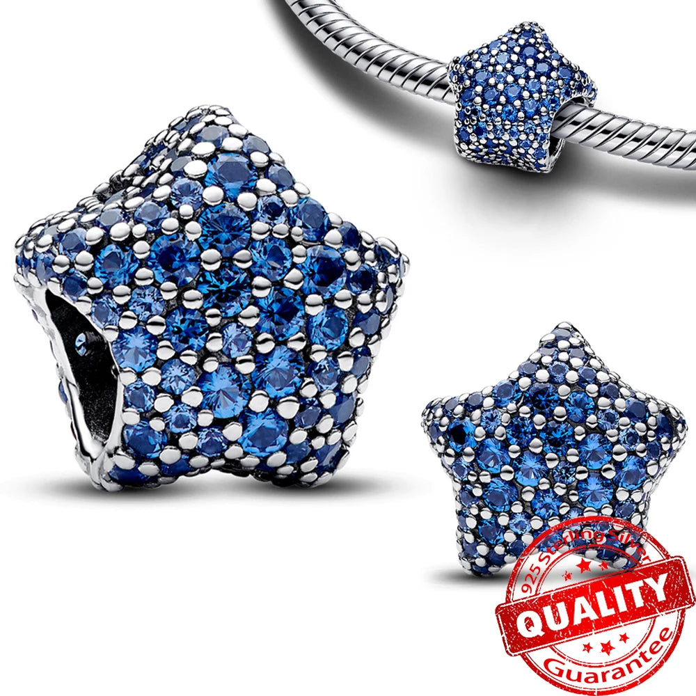 Charm Plata 925 Colgante Colorido Sol Luna Estrellas | Dije Compatible Pandora Pulsera y Collar Mujer
