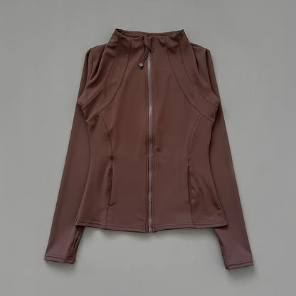 Chaqueta Deportiva de Mujer Quick Dry | Sudadera Slim Fit con Cremallera y Cuello Alto para Yoga, Running y Fitness
