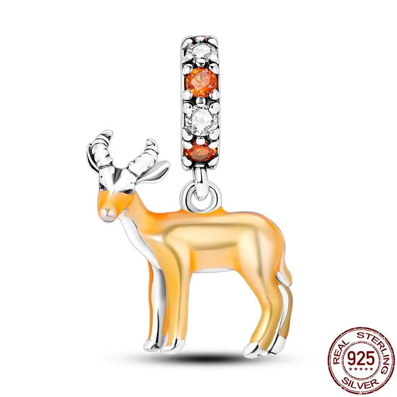Charm camaleón y luciérnaga en plata 925 – Dije animal brillante, compatible Pandora, pulsera y collar mujer