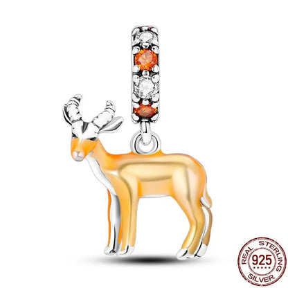Charm camaleón y luciérnaga en plata 925 – Dije animal brillante, compatible Pandora, pulsera y collar mujer