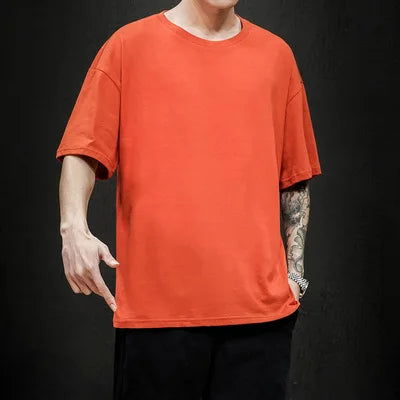 Camiseta Oversize de Verano para Hombre – T-shirt Sólida, Hip Hop Casual, Algodón, Manga Corta, Streetwear