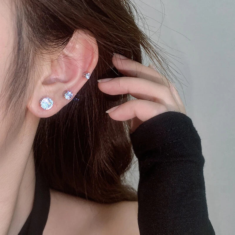 1 Par de Pendientes Magnéticos de Cristal | Clip sin Perforación | Aros Falsos Unisex para Hombre y Mujer | Joyería de Moda Regalo