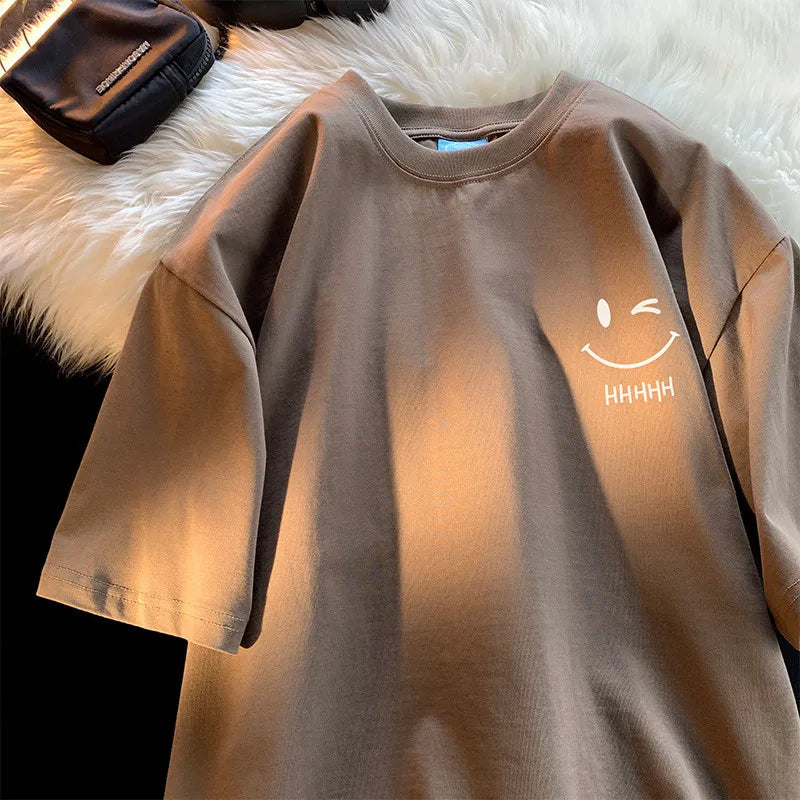 Camiseta Oversize Unisex Smiley Face | Moda Urbana Estilo Casual para Hombre y Mujer