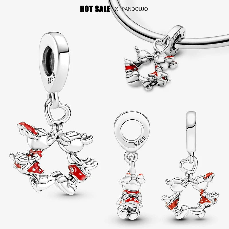 Charm Navideño Disney en Plata 925 – Abalorios Mickey y Minnie para Pulseras Originales Mujer