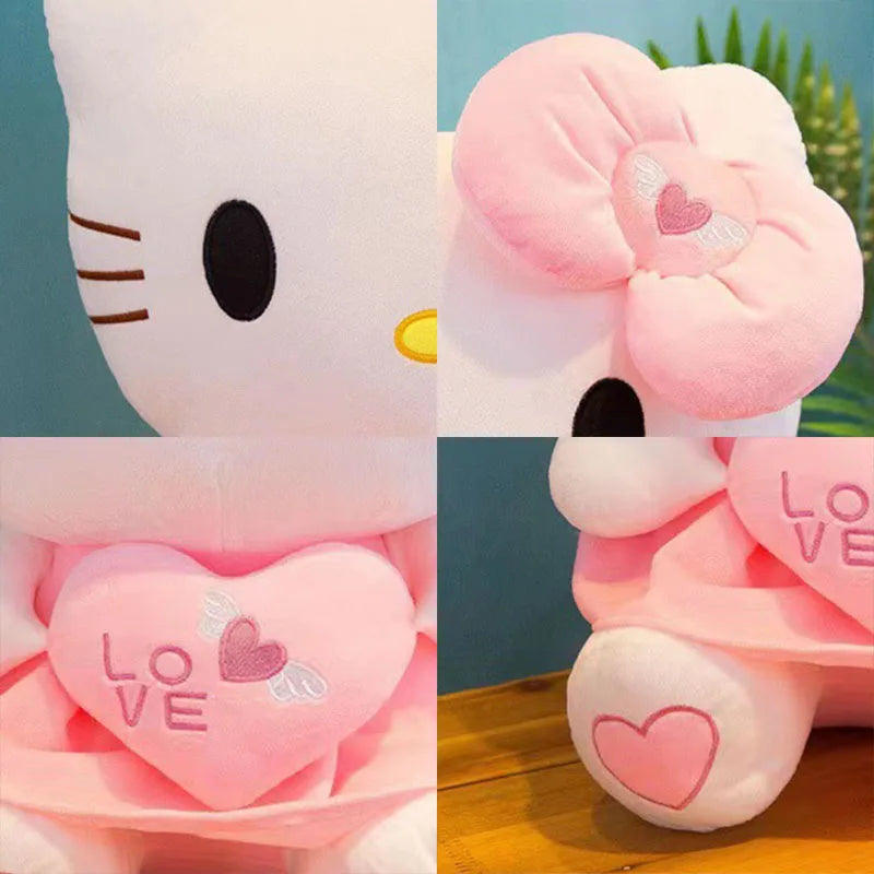 55cm Sanrio Hello Kitty – Peluche Grande de Gato KT, Muñeco de Peluche Suave, Almohada de Anime para Niños y Niñas, Regalo de Cumpleaños
