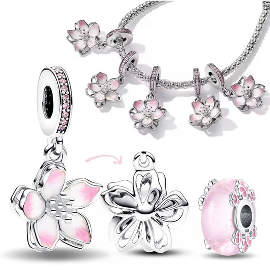 Charm Flor de Cerezo Rosa Plata 925 | Compatible Pulseras Pandora