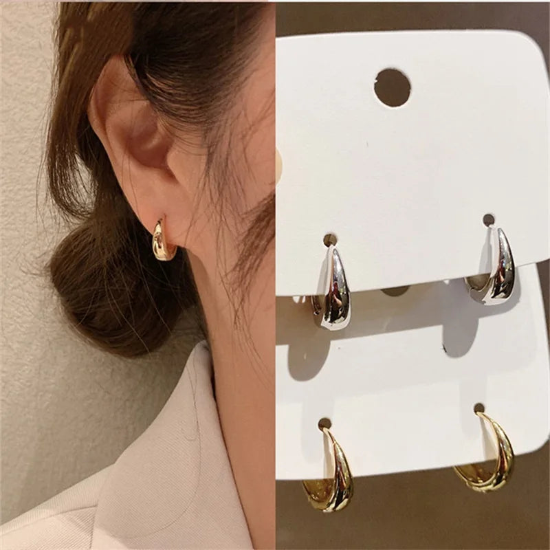 Aretes de Aro Huitan para Mujer | Joyería de Moda Sencilla y Versátil | Accesorios Elegantes para Uso Diario