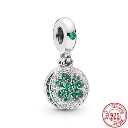 Charm trébol verde dopamina en plata 925 – Flor del bosque para pulsera DIY compatible Pandora mujer