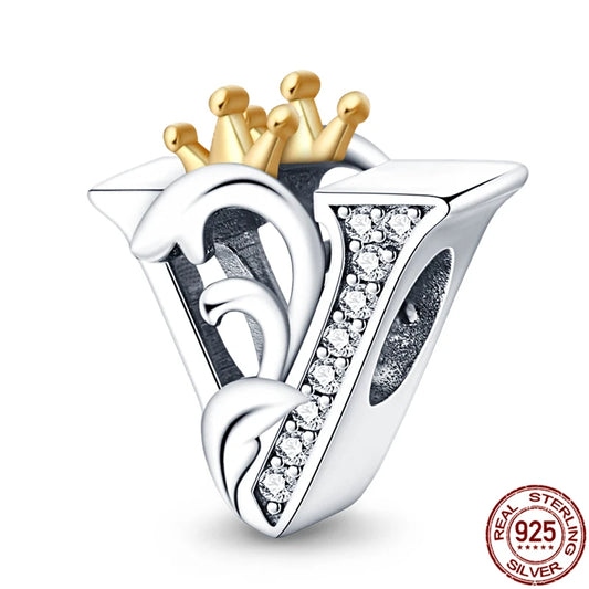 Charm letra A-Z en plata 925 – Abalorio inicial alfabeto para pulseras o collares tipo Pandora, joyería personalizada mujer
