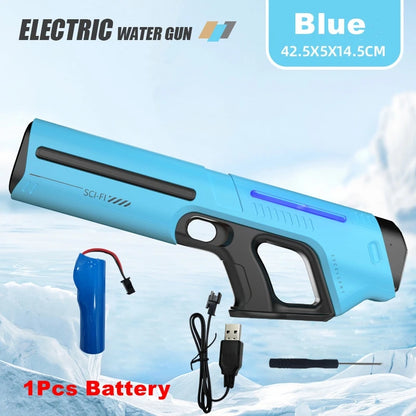 Pistola de Agua Eléctrica Potente – Juguete Automático para Niños y Adultos | Diversión de Verano Playa y Piscina