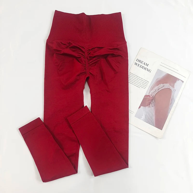 Women Seamless Slim Tights High Waist Solid Leggings Fitness Yoga Elastic Leggings Push Up Butt Knit Fashion Gym Workout Pants