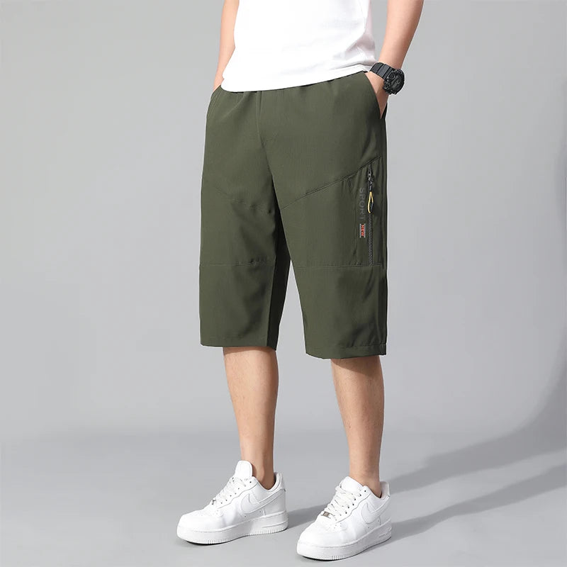 Shorts Cargo de Algodón para Hombre – Rodilla, Bolsillo con Cremallera, Cintura Elástica, Climbing, Jogger, Casual y Deportivo