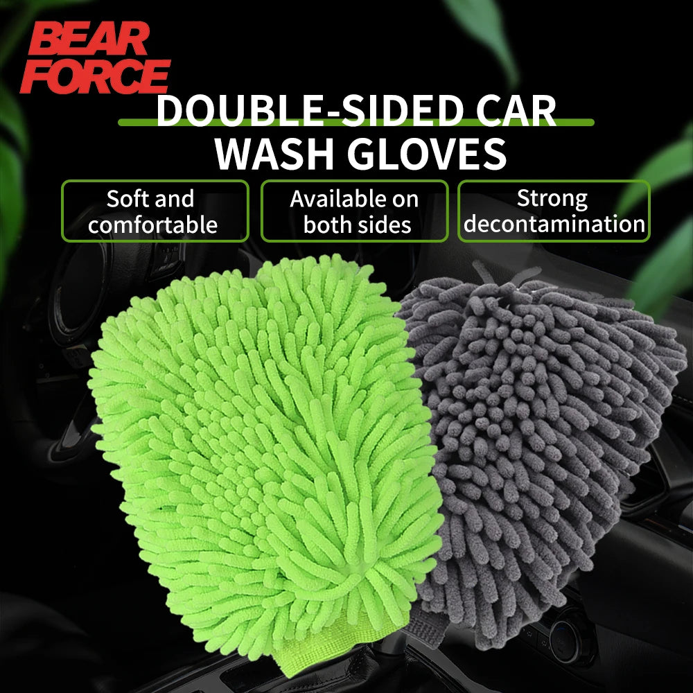 Guante de Microfibra para Lavado de Autos | Chenille Doble Cara, Suave y Absorbente, Limpieza Detallada