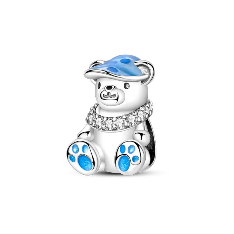 Charm de Plata S925 Hamster, Terrier y Princesa – Abalorios Brillantes para Pulseras Originales 3mm