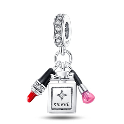 Charm Botella de Perfume en Plata 925 con Corona Rosa – Abalorio Romántico para Pulseras Tipo Qikaola, Regalo San Valentín