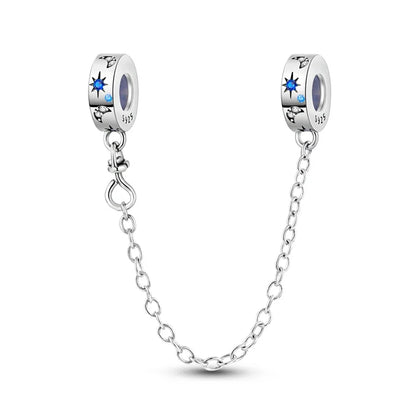 Charm de seguridad en plata 925 – Serie copo de nieve, luna, estrella, corazón y moño para pulseras tipo Pandora