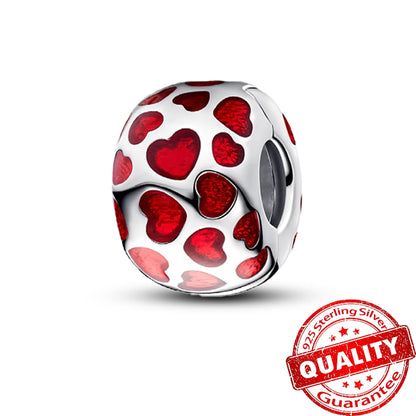 Charm de Plata 925 Trébol Azul Degradado y Flor Iris Rosa – Abalorio Elegante para Pulseras Originales