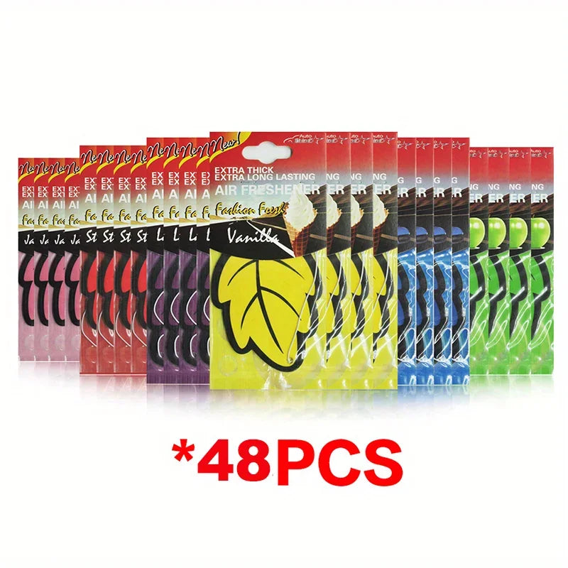 Ambientador de Coche Colgante en Forma de Hoja – 3 a 60 Piezas Aroma Natural Vainilla Perfume Interior Auto