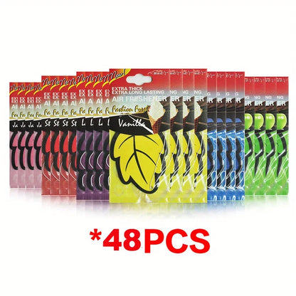 Ambientador de Coche Colgante en Forma de Hoja – 3 a 60 Piezas Aroma Natural Vainilla Perfume Interior Auto