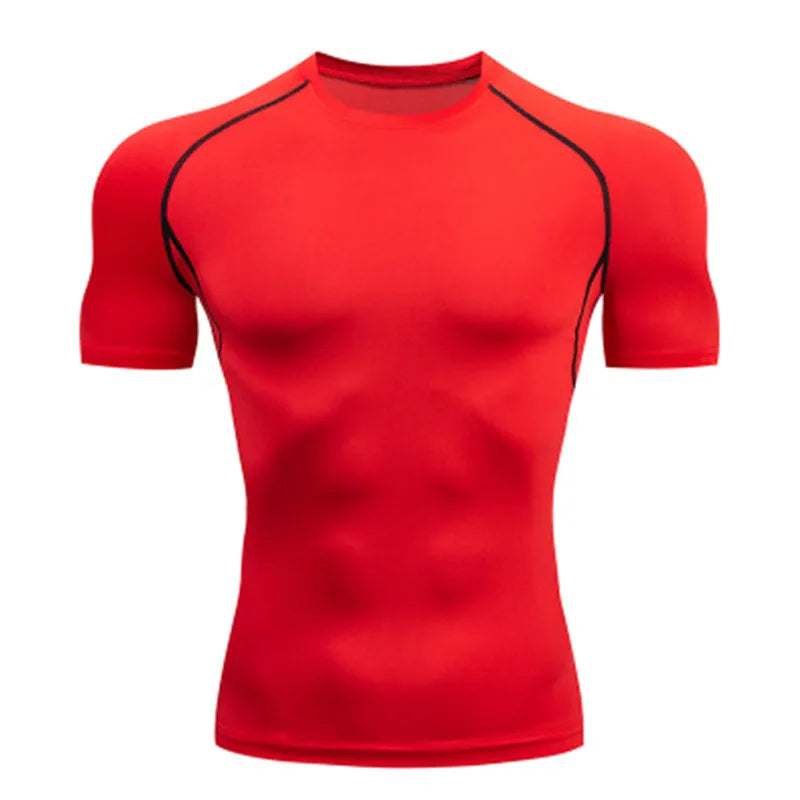 Camiseta Compresiva Hombre – Gym, Fitness, Running y Entrenamiento Outdoor, Manga Corta, Transpirable, Ajuste Elástico, Estilo Bat/Man
