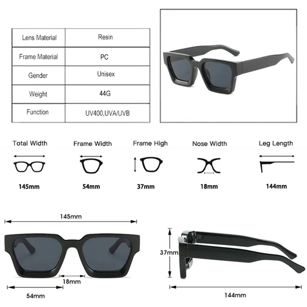 JNPCXI Gafas de Sol Cuadradas de Lujo | Retro Fashion Unisex UV400