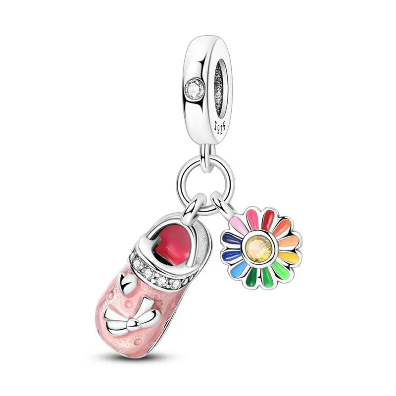 Charm Espejo Mágico Princesa Ángel Rosa en Plata 925 – Beads Compatibles Pandora Mujer Joyería DIY